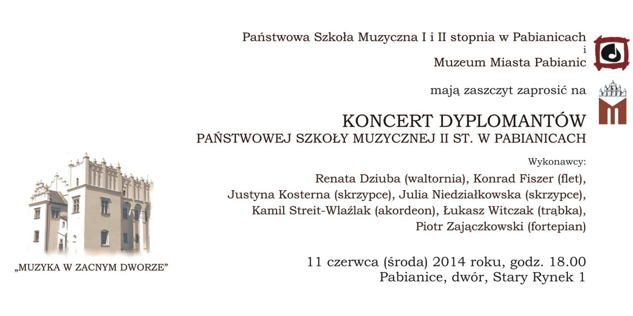 11.06.2014 godz. 18.00 – koncert z cyklu “Muzyka w zacnym dworze”