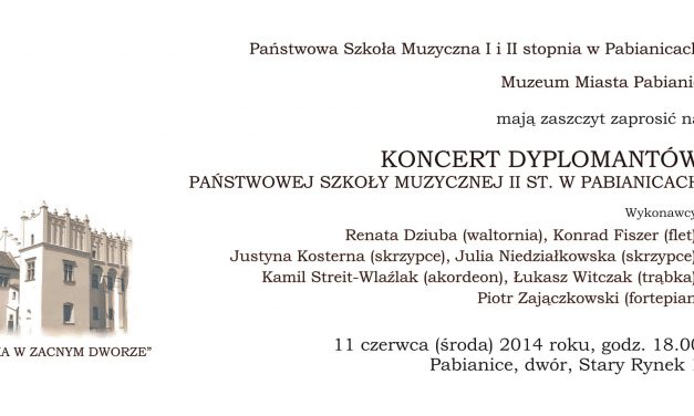 11.06.2014 godz. 18.00 – koncert z cyklu “Muzyka w zacnym dworze”