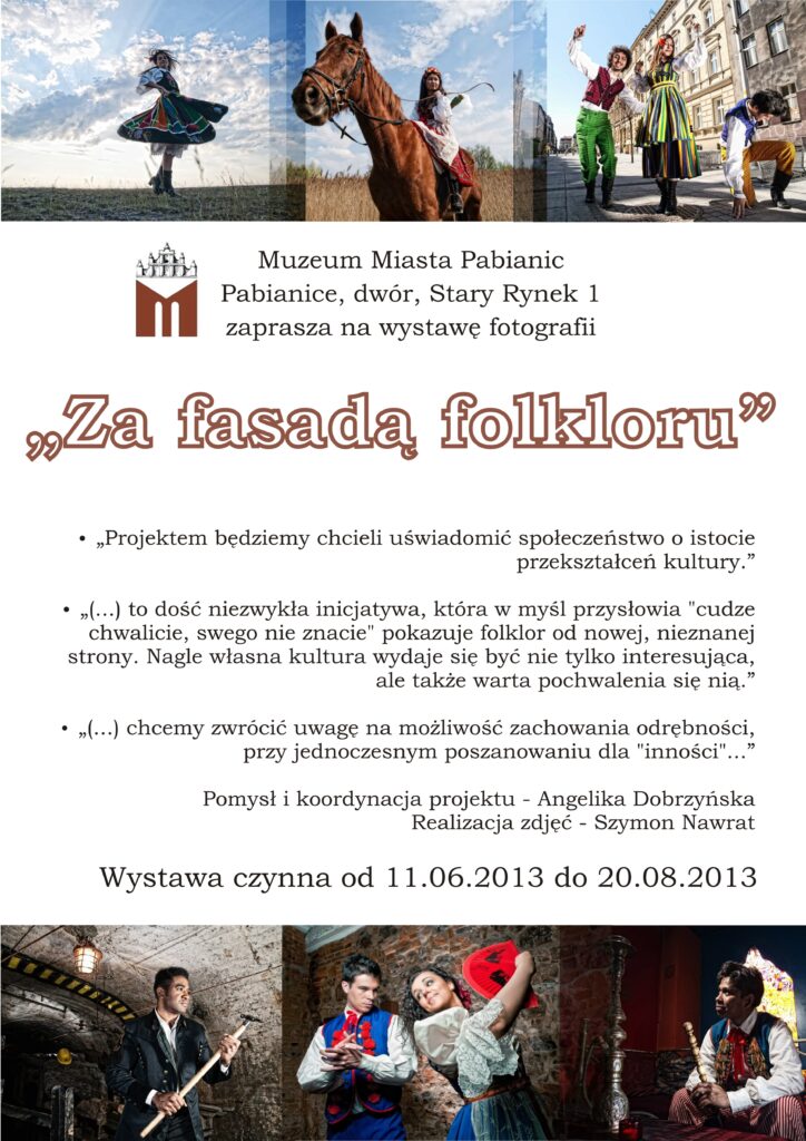 grafika wystawy (plakat) "Za fasadą folkloru"
